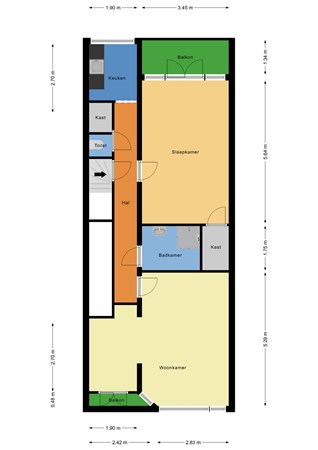 Floorplan - Mathenesserweg 113B, 3027 HL Rotterdam